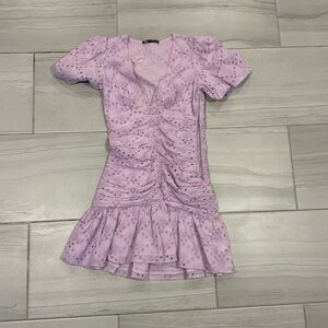 Zara Lilac Eyelet Openwork Embroidered Dress